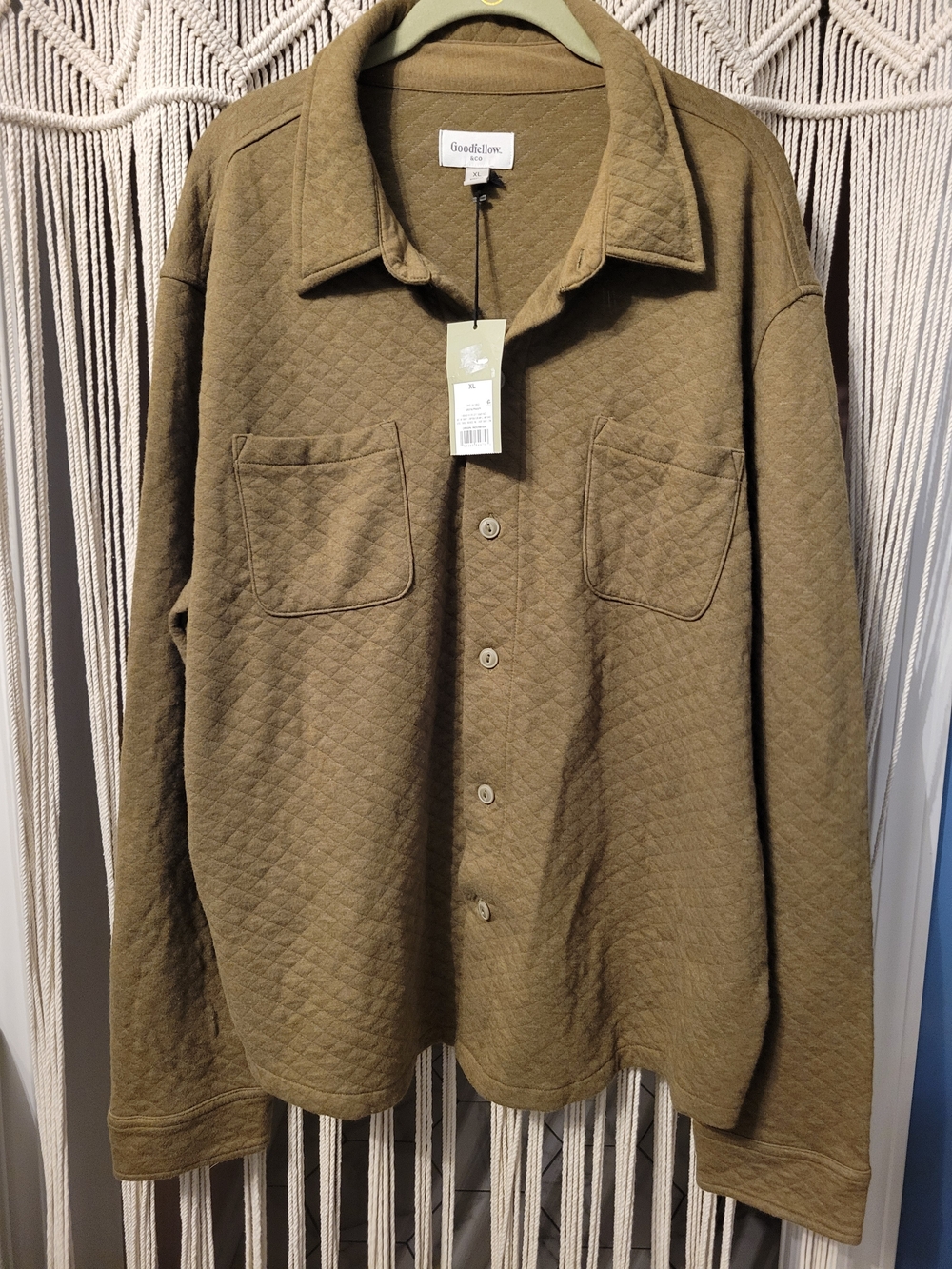 Goodfellow & Co Quilted Button-Front Shirt Jacket in Dark Olive Sz. XL NWT